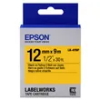 Epson C53S654008 Black on Yellow Labelling Tape 12mm x 9m - (LK-4YBP)