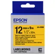 Epson C53S654014 Strong Adhesive Black on Yellow Labelling Tape 12mm x 9m - (LK-4YBW)