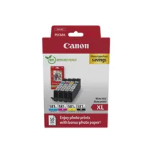Canon CLI-581XL High Capacity 4 Colour Ink Cartridge & Photo Paper Multipack (2052C006)