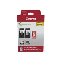 Canon PG-560/CL-561 Black And Tri-Colour & Photo Paper Value Pack - (3713C008)