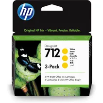HP 712 3 pack Yellow Ink Cartridge (3ED79A)