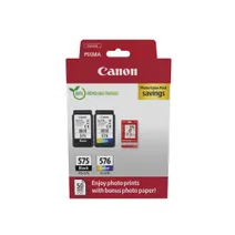 Canon PG-575/CL-576 Black And Tri-Colour & Photo Paper Value Pack - (5438C004)