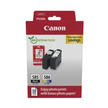 Canon PG-585 / CL-586 Black And Tri-Colour & Photo Paper Value Pack - (6205C004)