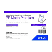 Epson 7113416 Matte White Die-Cut Fanfold Label Sheets With Sprockets - (1,000 Labels - 203 x 152 mm)