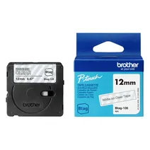 Brother BTAG-135 White On Clear Laminated P-Touch Adhesive Labelling Tape 12mm x 4m