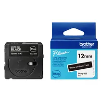 Brother BTAG-335 White On Black Laminated P-Touch Adhesive Labelling Tape 12mm x 4m