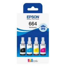 Epson T664 4 Colour Ecotank Ink Bottle Multipack