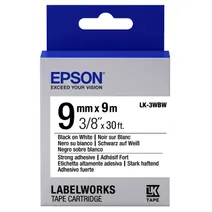 Epson C53S653007 Black on White Strong Adhesive Labelling Tape 9mm x 9m - (LK-3WBW)