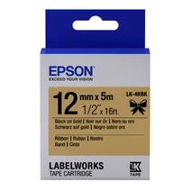 Epson C53S654001 Black on Gold Labelling 12mm x 5m Tape - (LK-4KBK)
