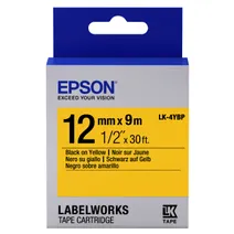 Epson C53S654008 Black on Yellow Labelling Tape 12mm x 9m - (LK-4YBP)