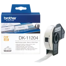 Brother DK-11204 400 x Black On White 17mm x 54mm Adhesive Multi Purpose Labels Paper