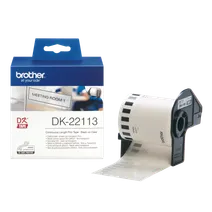 Brother DK-22113 Black On Clear 62mm x 15.24m Permanent Adhesive Continuous Clear Film Tape