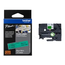 Brother FLE-7511 Black On Green Die-Cut Tape Cassette 21mm x 45mm