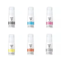 Canon GI-53 6 Colour Ink Bottle Multipack (GI-53BK, GI-53C, GI-53M, GI-53Y, GI-53GY, GI-53R)