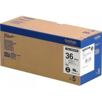 Brother HGE261V5 Black On White High Grade Adhesive Labelling Tape 5 Pack 36mm x 8m