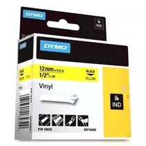 Dymo 18432 Black On Yellow Vinyl Adhesive Labels 12mm x 5.5m (S0718450)
