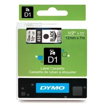 Dymo Black On Clear D1 Adhesive Labelling Tape 12mm x 7m (45010)