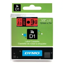 Dymo Black On Red D1 Adhesive Labelling Tape 12mm x 7m (45017)