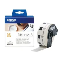 Brother DK-11218 1000 x Black On White Round Labels 24mm Adhesive Diameter Paper