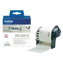 Brother DK-22212 Black On White 62mm x 15.24m Permanent Adhesive Continuous White Film Tape