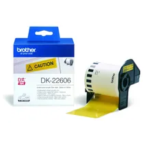 Brother DK-22606 Black On Yellow 62mm x 15.24m Strong Adhesive Continuous Film Tape Paper