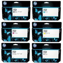 HP 727 High Capacity 6 Colour Ink Cartridge Multipack
