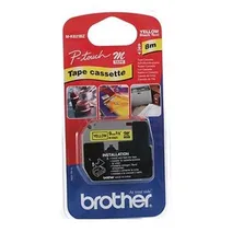 Brother MK621BZ Black On Yellow Plastic Adhesive Labelling Tape - Non-Laminated 9mm x 8m