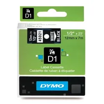 Dymo 45021 White On Black D1 Adhesive Labelling Tape 12mm x 7m (S0720610)