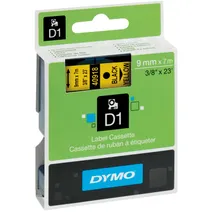 Dymo 40918 Black On Yellow D1 Adhesive Labelling Tape 9mm x 7m (S0720730)