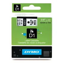 Dymo 43613 Black On White D1 Adhesive Labelling Tape 6mm x 7m (S0720780)