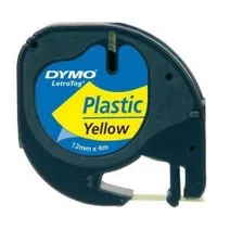 Dymo 91202 Black On Yellow LetraTag Adhesive Plastic Tape 12mm x 4m (S0721620)