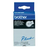 Brother TC-201 Black On White P-Touch Adhesive Labelling Tape 12mm x 7.7m
