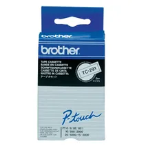 Brother TC-291 Black On White P-Touch Adhesive Labelling Tape 9mm x 7.7m