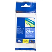 Brother TZe-555 White On Blue Laminated P-Touch Adhesive Labelling Tape 24mm x 8m