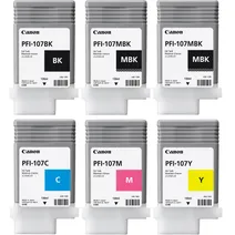 Canon PFI-107 6 Colour Ink Cartridge Multipack