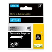 Dymo 18487 Black On Metallic 19mm x 5.5m Polyester Adhesive Tape Cartridge (S0718200)