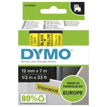 Dymo 45018 Black On Yellow D1 S0720580 Adhesive Labelling Tape 12mm x 7m (S0720580)