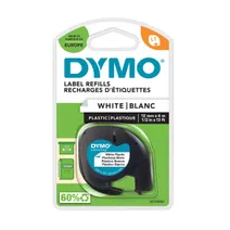 Dymo 91221 Black On White LetraTag Adhesive Label Plastic Tape 12mm x 4m (S0721660)