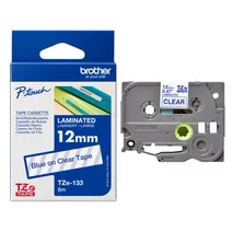 Brother TZe-133 Blue On Clear Laminated P-Touch Adhesive Labelling Tape 12mm x 8m