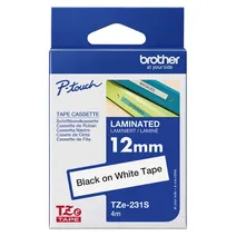 Brother TZe-231S2 Black On White Laminated P-Touch Adhesive Labelling Tape 12mm x 4m