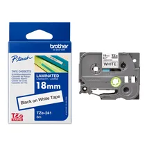 Brother TZe-241 Black On White Laminated P-Touch Adhesive Labelling Tape 18mm x 8m