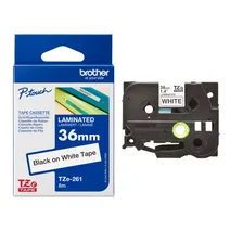 Brother TZe-261 Black On White Laminated P-Touch Adhesive Labelling Tape 36mm x 8m