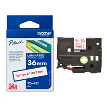 Brother TZe-262 Red On White Laminated P-Touch Adhesive Labelling Tape 36mm x 8m