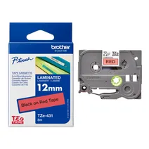 Brother TZe-431 Black On Red Laminated P-Touch Adhesive Labelling Tape 12mm x 8m