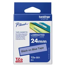 Brother TZe-551 Black On Blue Laminated P-Touch Adhesive Labelling Tape 24mm x 8m