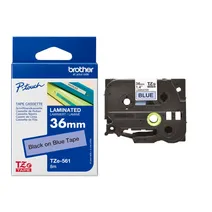 Brother TZe-561 Black On Blue Laminated P-Touch Adhesive Labelling Tape 36mm x 8m