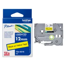 Brother TZe-631S Black On Yellow Laminated P-Touch Adhesive Labelling Tape 12mm x 4m