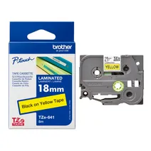 Brother TZe-641 Black On Yellow Laminated P-Touch Adhesive Labelling Tape 18mm x 8m