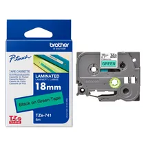 Brother TZe-741 Black On Green Laminated P-Touch Adhesive Labelling Tape 18mm x 8m