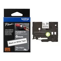 Brother TZe-FX211 Black On White Flexi ID P-Touch Adhesive Labelling Tape 6mm x 8m